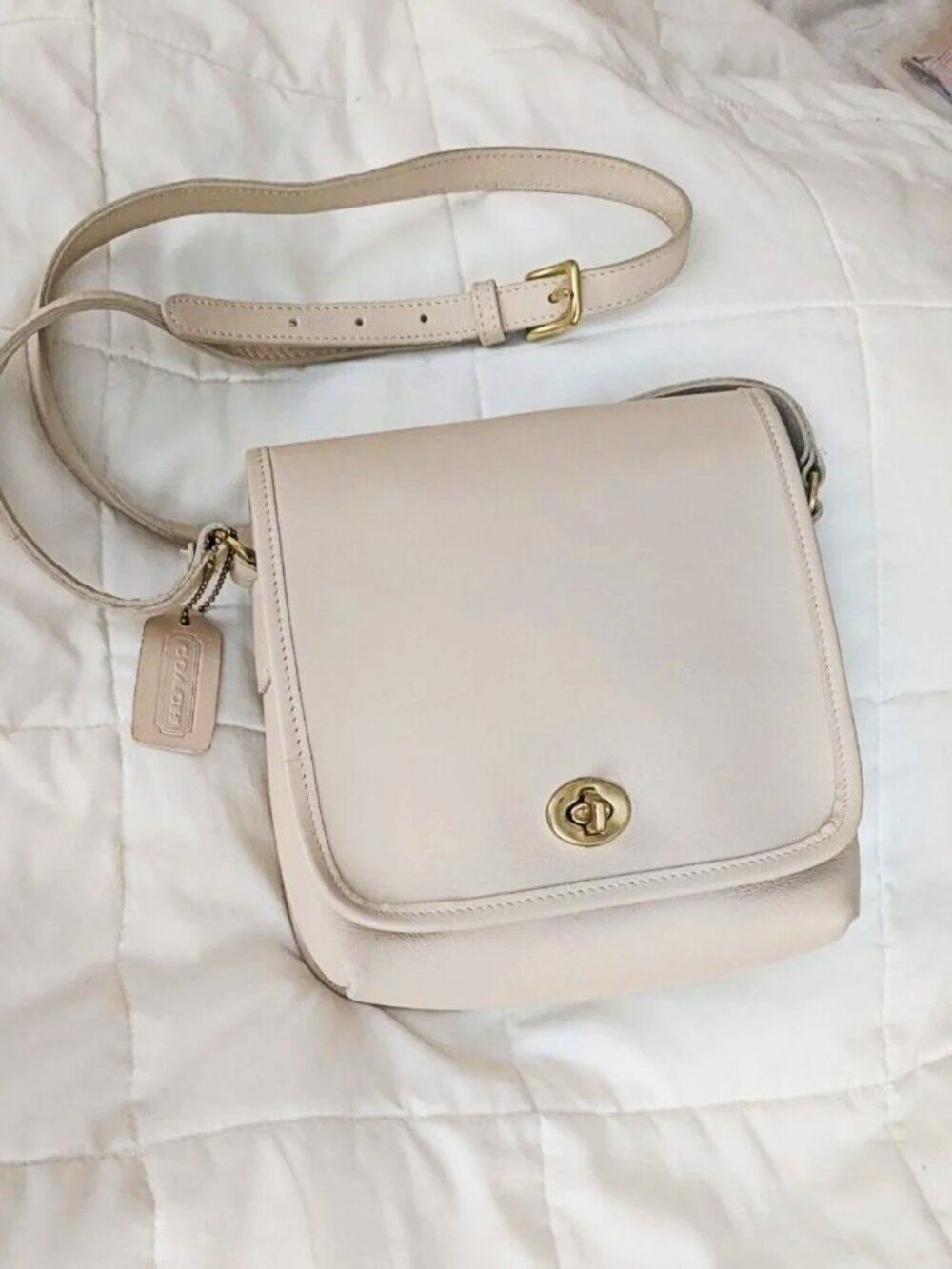 Vintage Coach Companion Flap Turnlock Bag 9076 in Bone Cream 1990s MADE IN USA - Picture 14 of 14